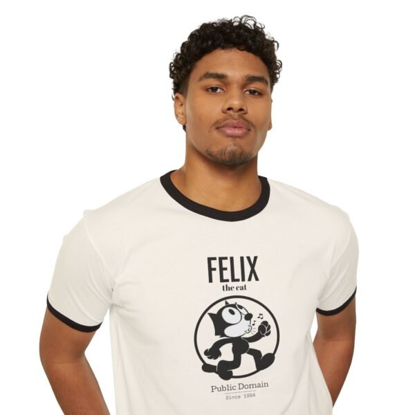 Public Domain Felix the Cat - Unisex Ringer T-Shirt - Image 3