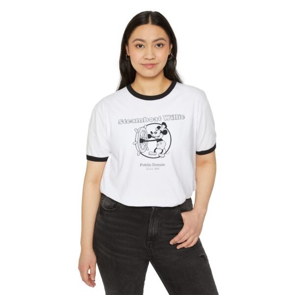 Public Domain Steamboat Willie - Unisex Ringer T-Shirt - Image 5