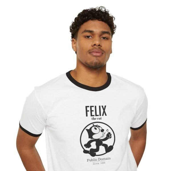Public Domain Felix the Cat - Unisex Ringer T-Shirt - Image 6