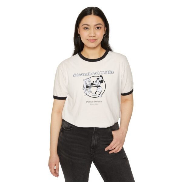 Public Domain Steamboat Willie - Unisex Ringer T-Shirt - Image 2