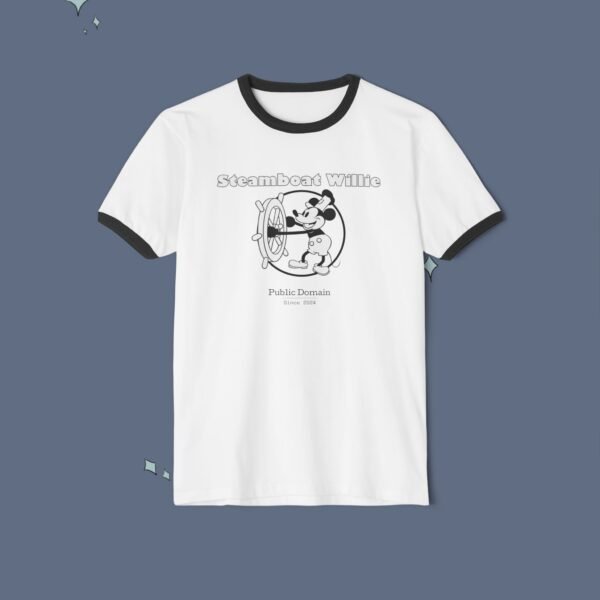 Public Domain Steamboat Willie - Unisex Ringer T-Shirt - Image 4