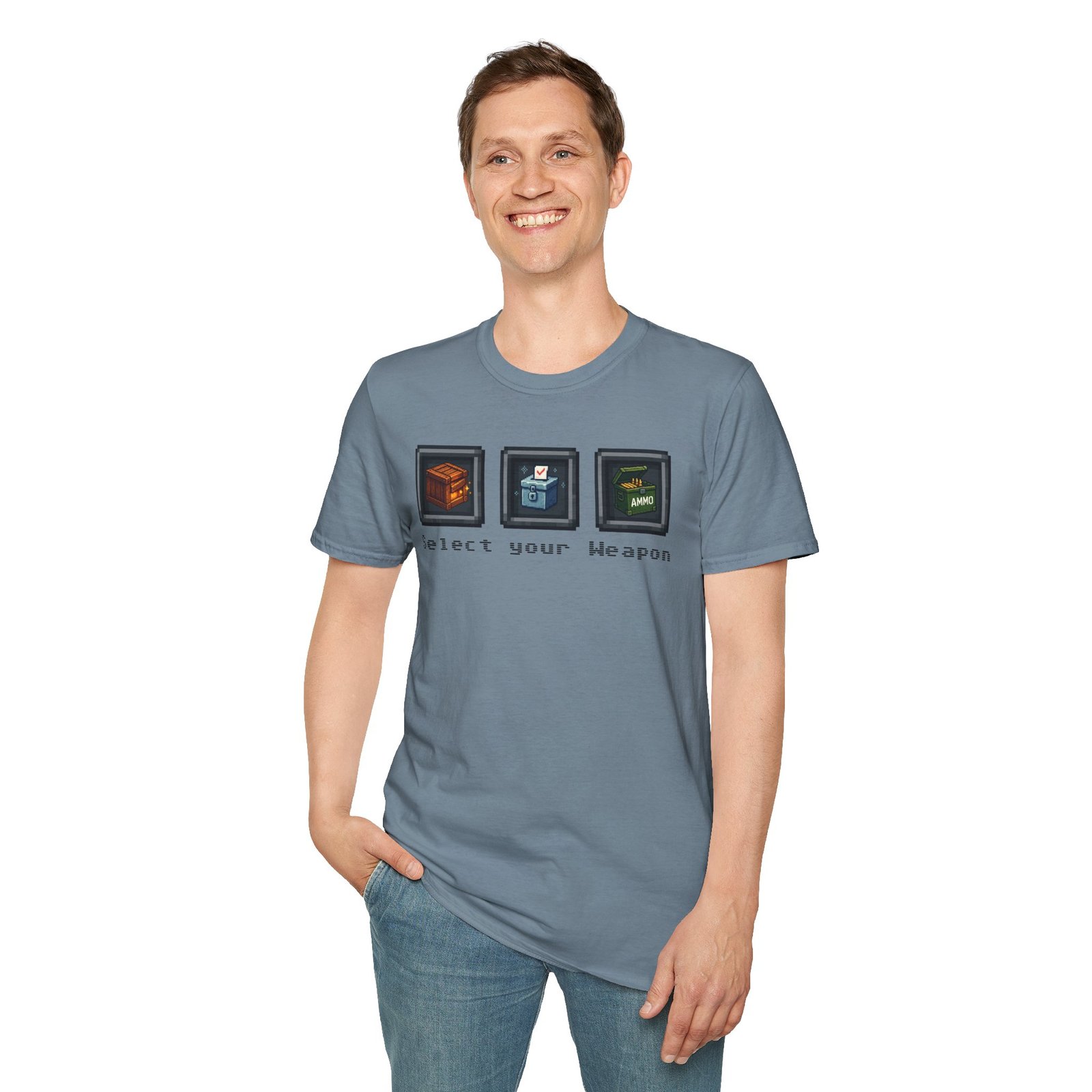Select your Weapon - Retro Video Game Graphic T-Shirt - Image 10