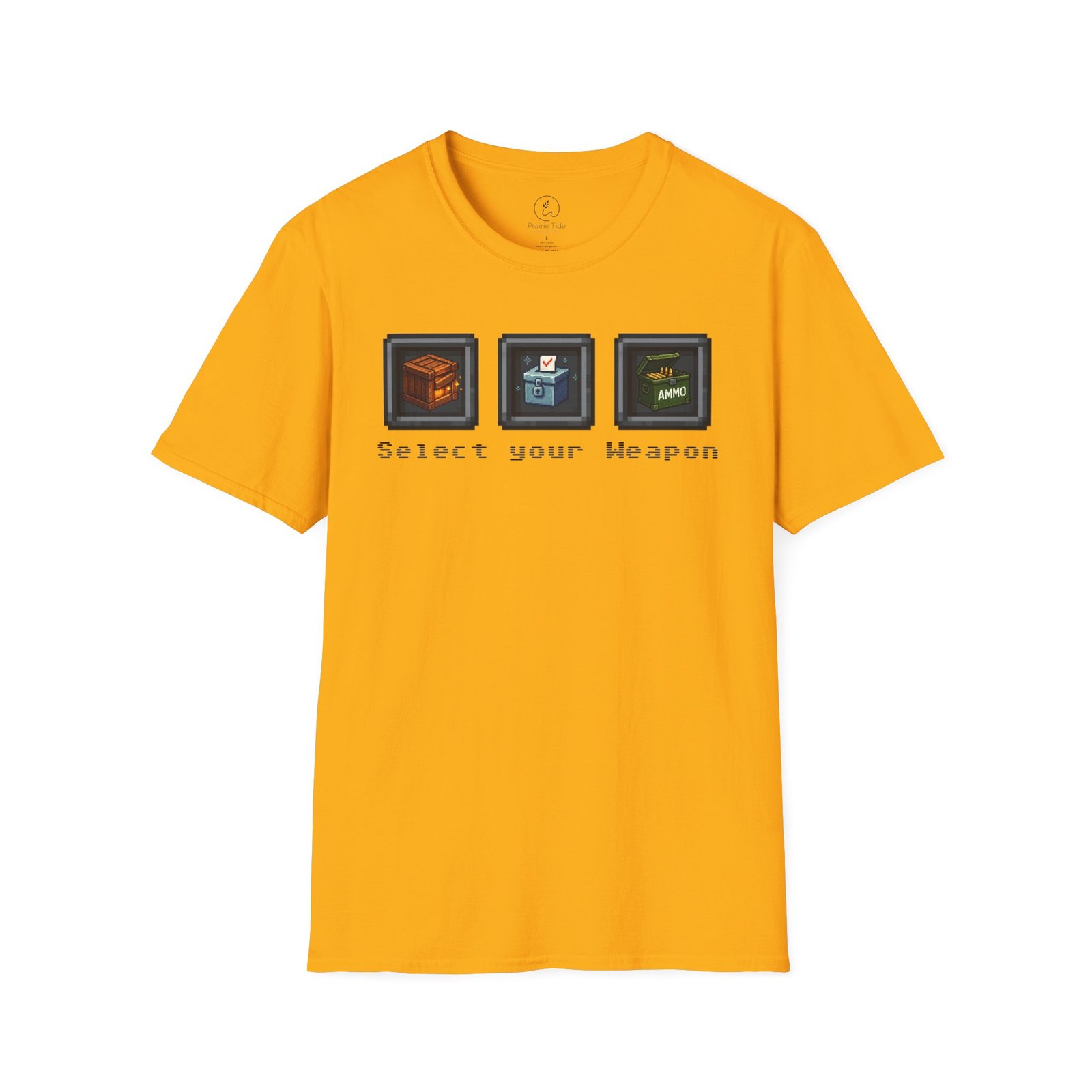 Select your Weapon - Retro Video Game Graphic T-Shirt - Image 7
