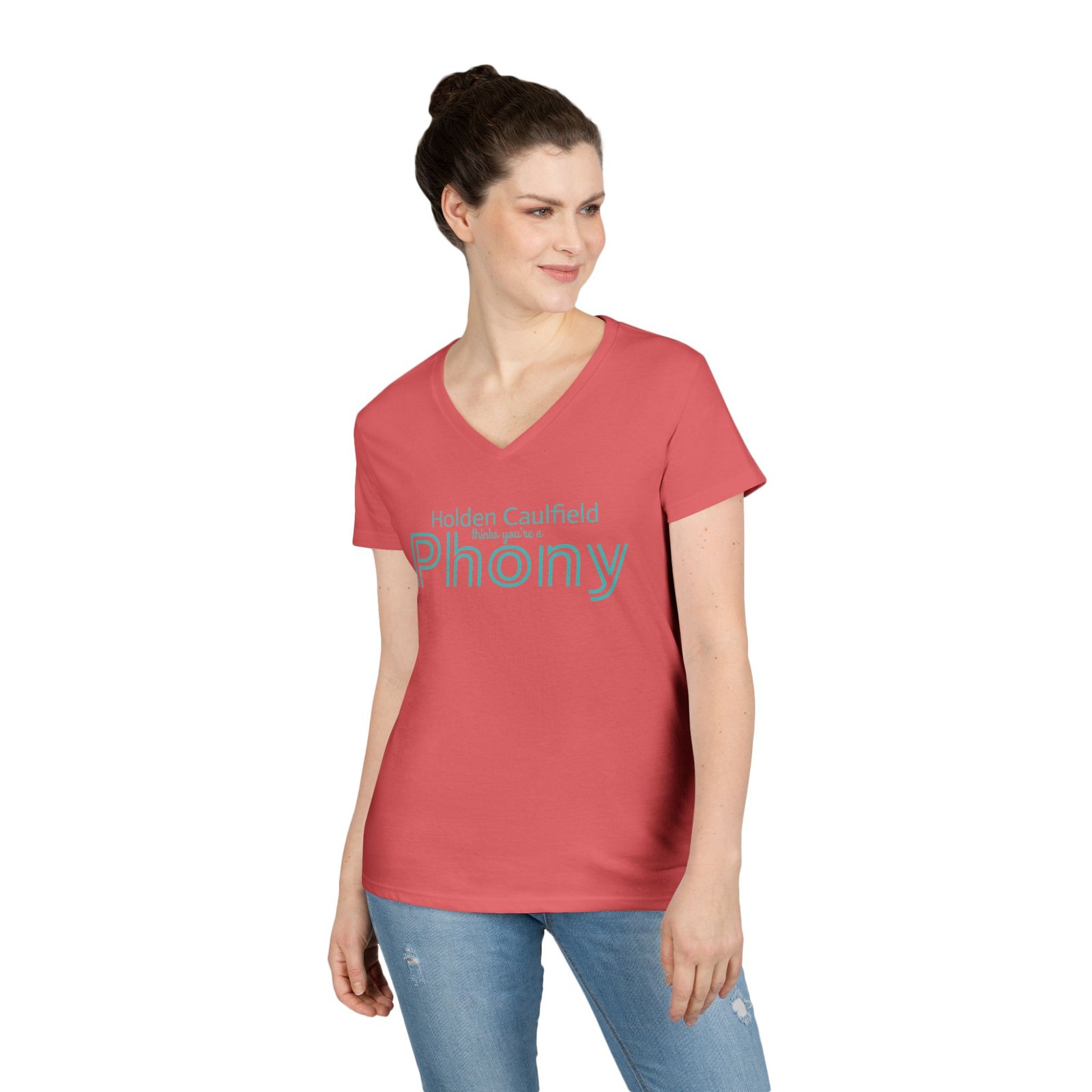 Holden Caulfield thinks you're a Phony - Ladies V-Neck T-Shirt - Image 7